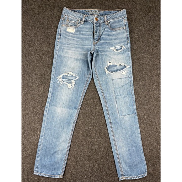 American Eagle Outfitters Denim - American Eagle Tomgirl Jeans Womens 4 Light Wash Distressed Button Fly Denim